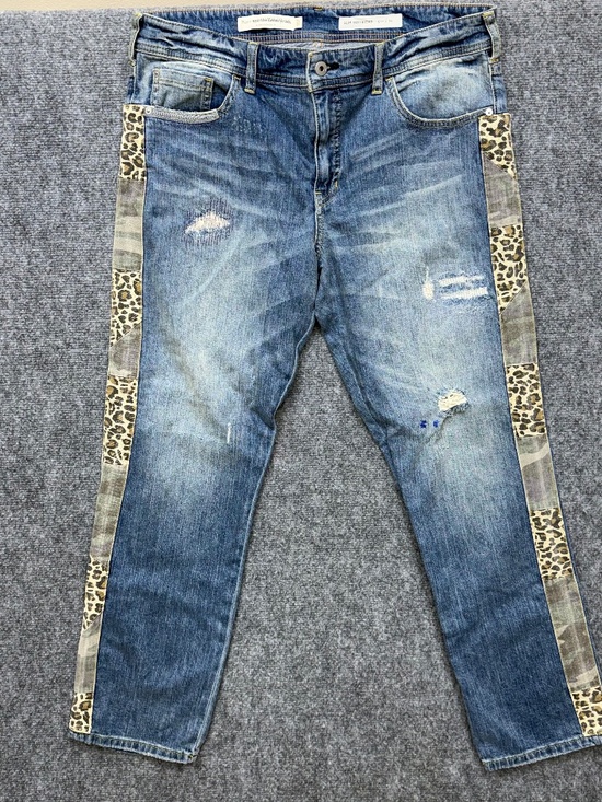 Pilcro Denim - Pilcro Women’s Jeans Distressed Leopard Patchwork Slim Boyfriend Crop 31x30